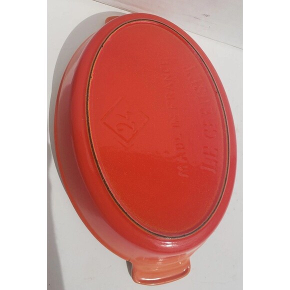 Vintage Le Creuset 24 Oval Au Gratin Cast Iron Casserole Baking Dish Orange Cook - Picture 4 of 10